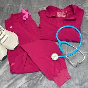 FIGS Dark Magenta Scrub Set